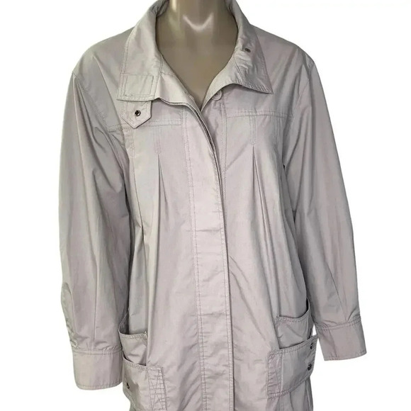 Time Collection Lightweight Pleated Long Trench Coat Women Size 8 Tan Oversized - Picture 4 of 16